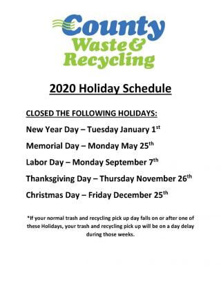 CW HOLIDAY SCHEDULE