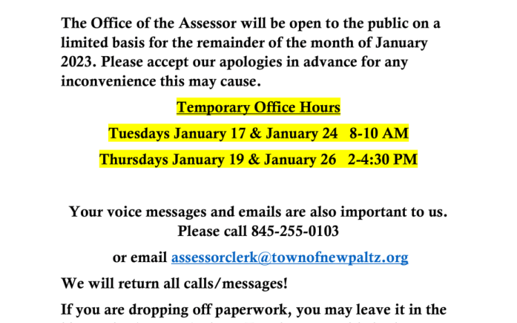 Assessor's Office - Temporary Hours in January