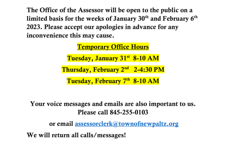 Assessor's Office - Temporary Hours