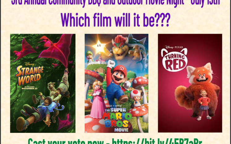 Movie Poll for 3rd Annual Community BBQ & Outdoor Movie Night