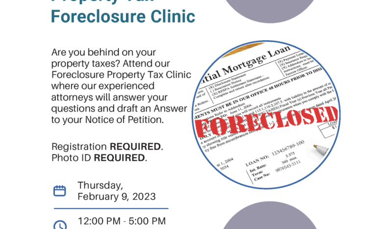 Property Tax Foreclosure Clinic Workshop on February 9th