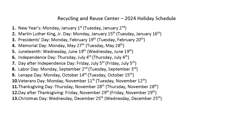 Recycling and Reuse Holidays 2024