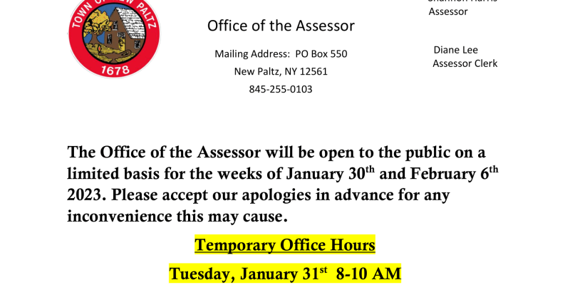 Assessor's Office - Temporary Hours